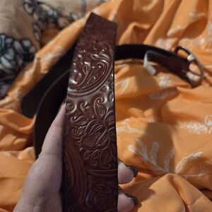 Lucky Brand Embossed Brown Leather Belt